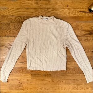 BB Dakota l Long Sleeved Ribbed Top Cream Small